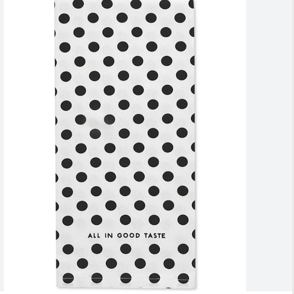 kate spade Le Pavillion black white polka dot Kitchen Towel set of 2 nwt